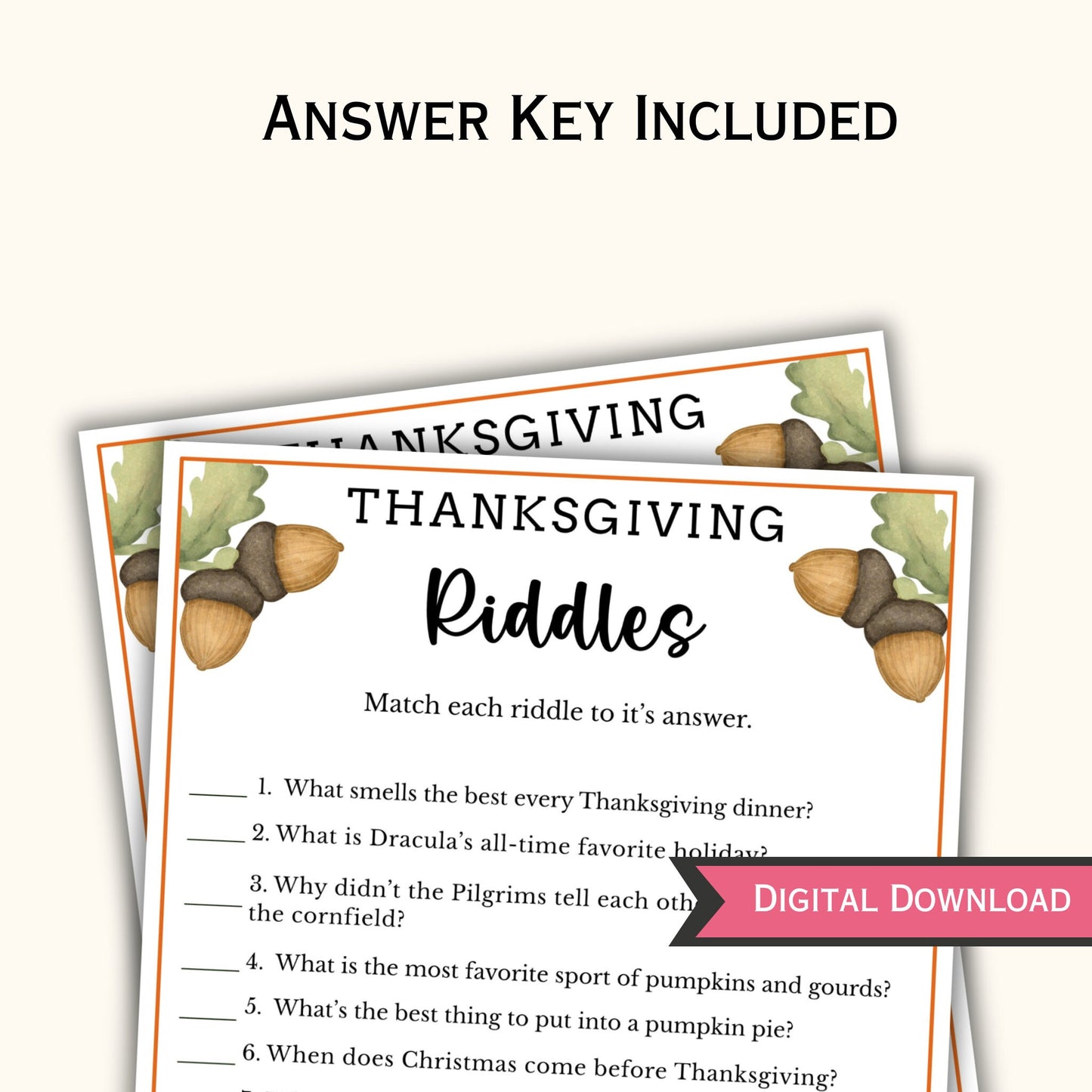 Thanksgiving Riddles Game