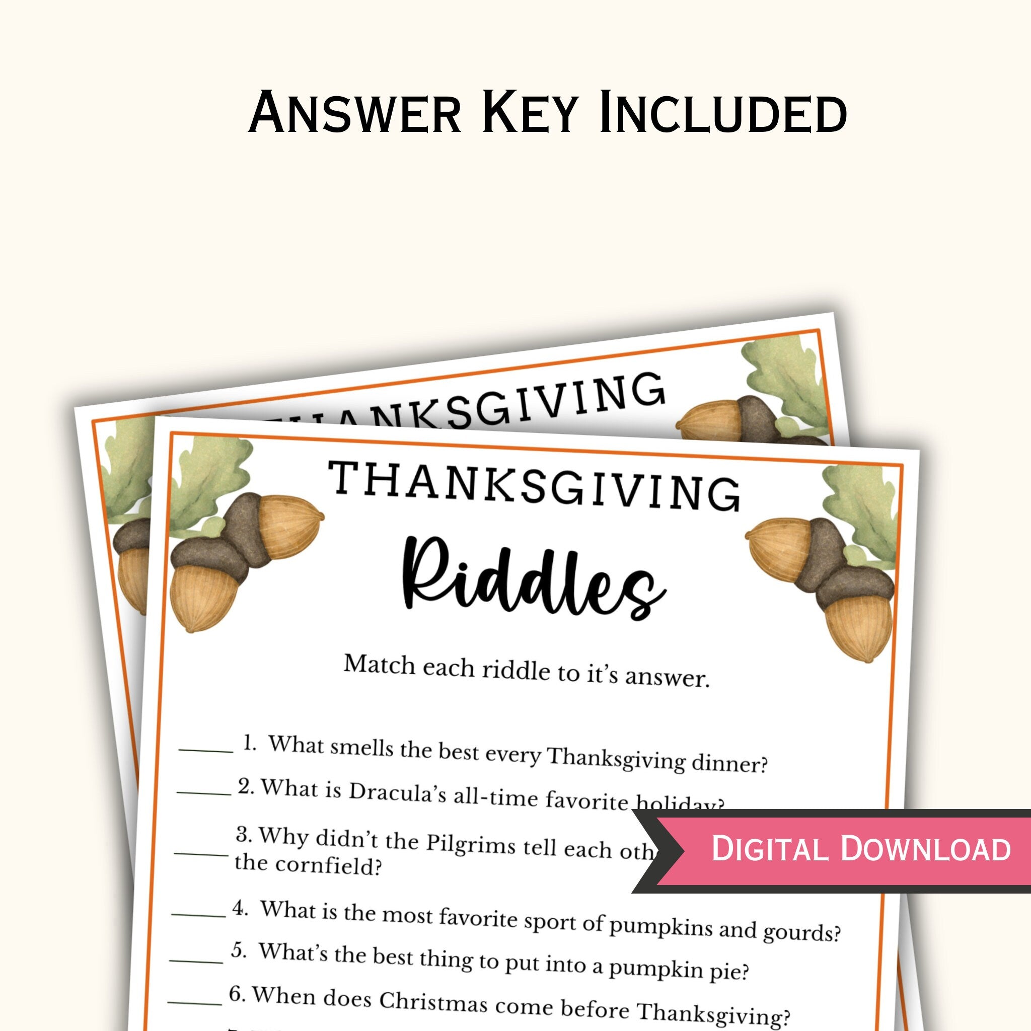 Thanksgiving Riddles Game