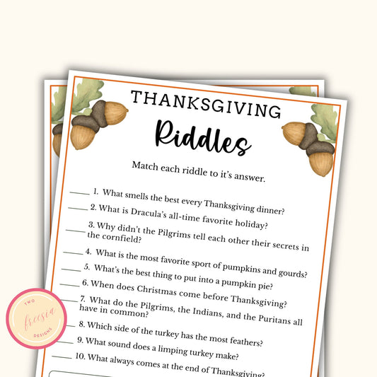 Thanksgiving Riddles Game