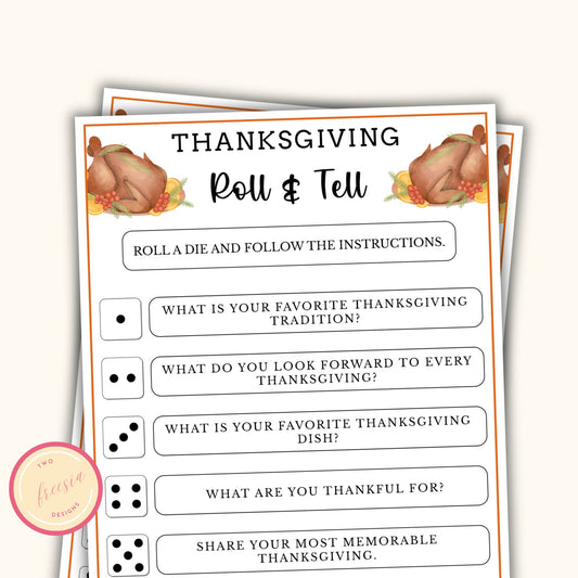 Roll & Tell Thanksgiving Dice Game