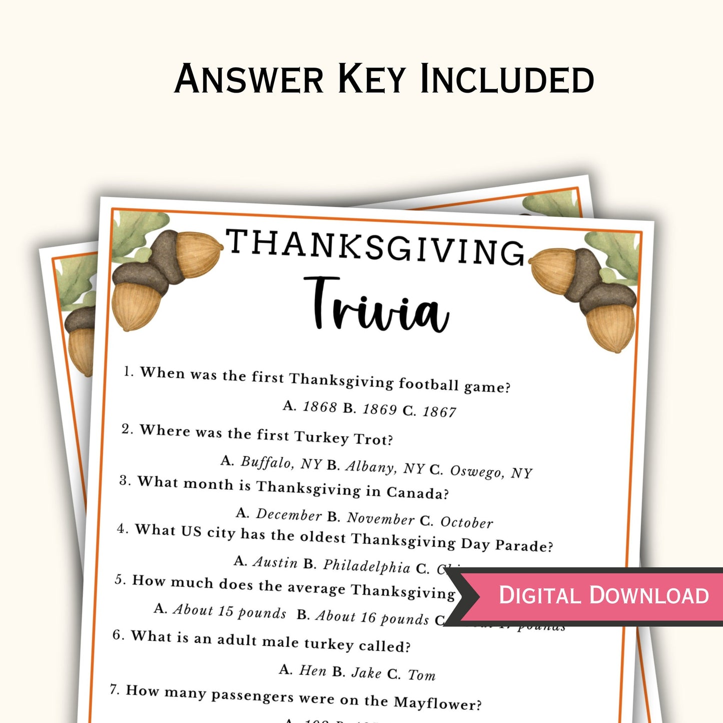 Thanksgiving Trivia Game