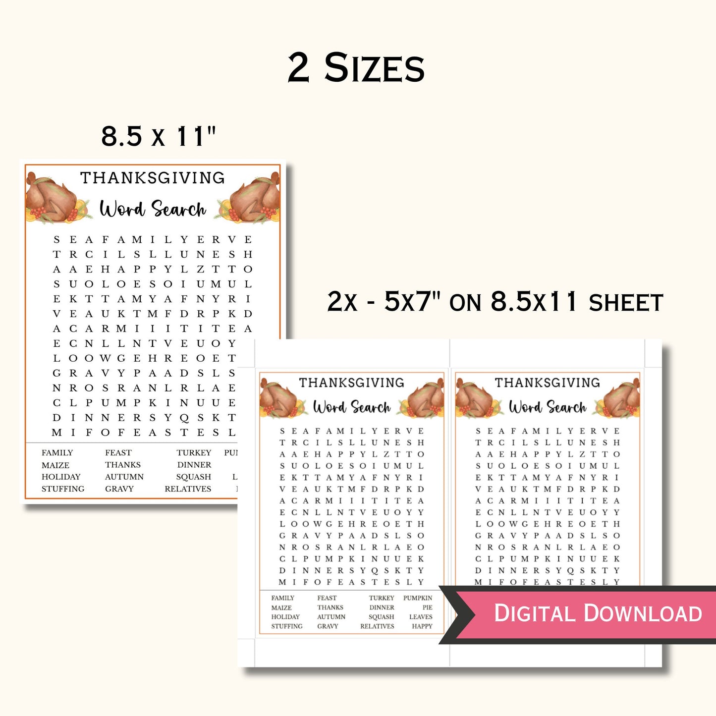 Thanksgiving Word Search Game