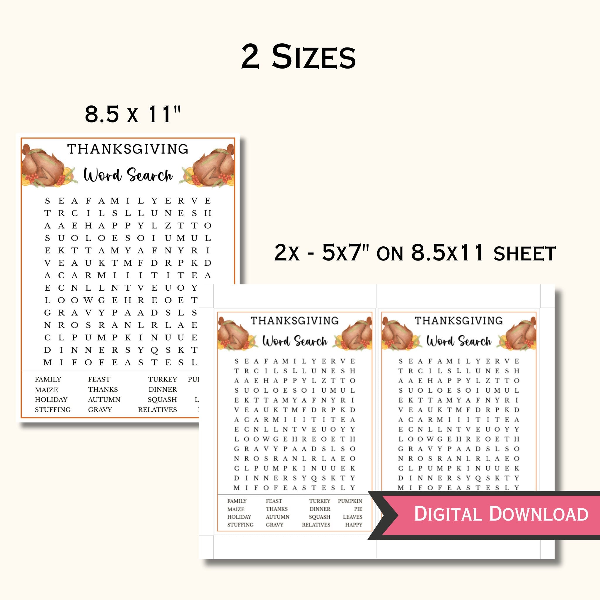 Thanksgiving Word Search Game