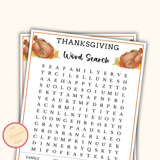 Thanksgiving Word Search Game