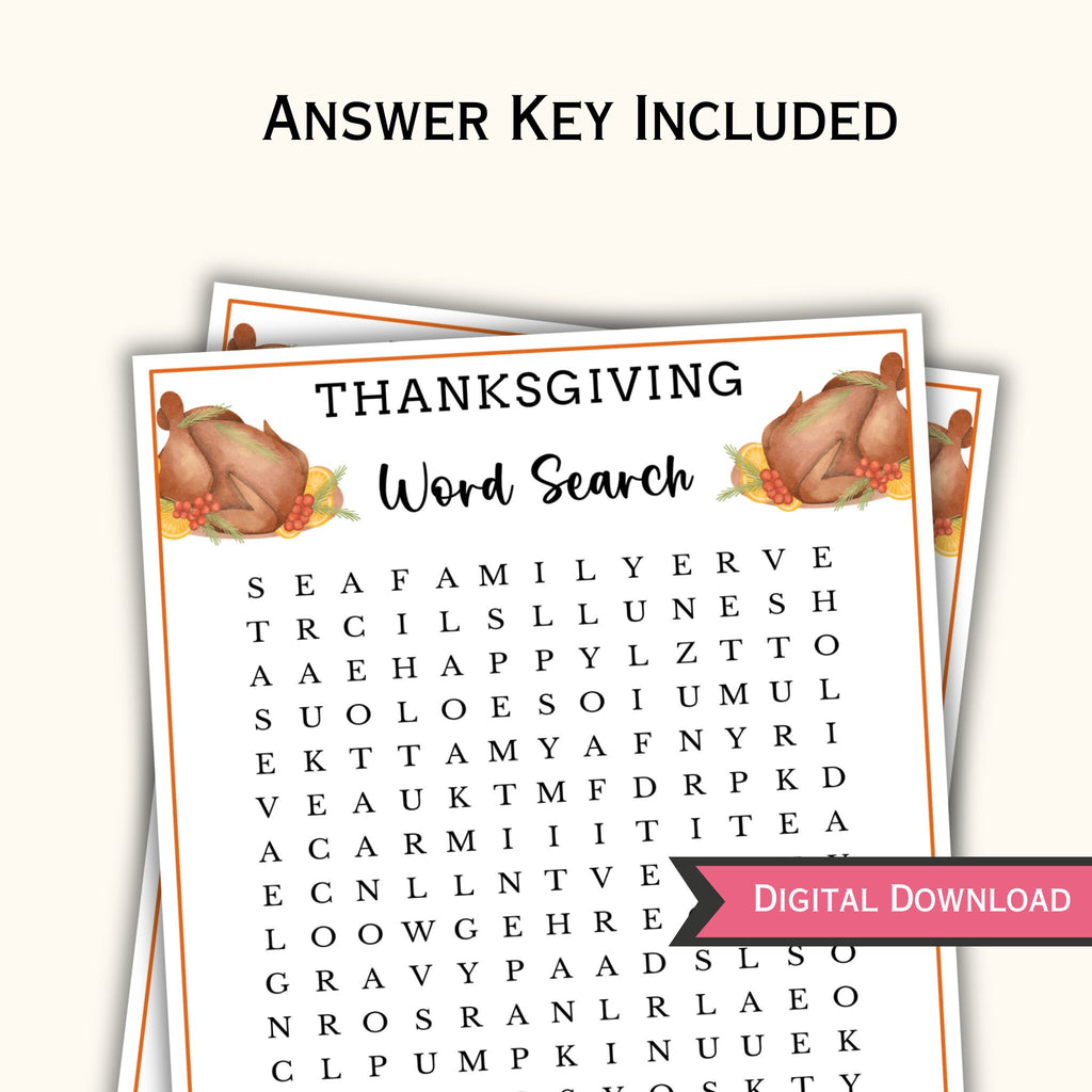 Thanksgiving Word Search Game