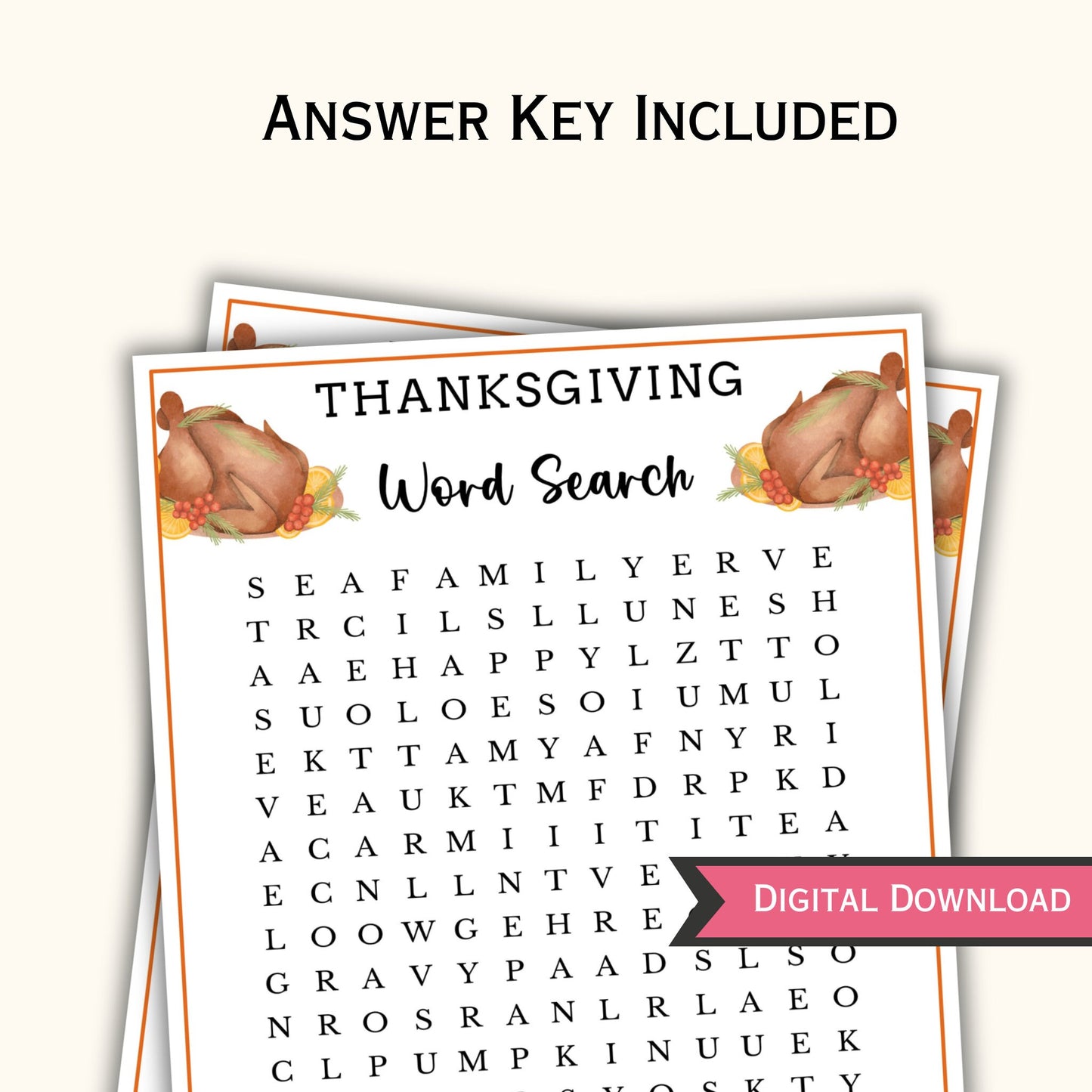 Thanksgiving Word Search Game