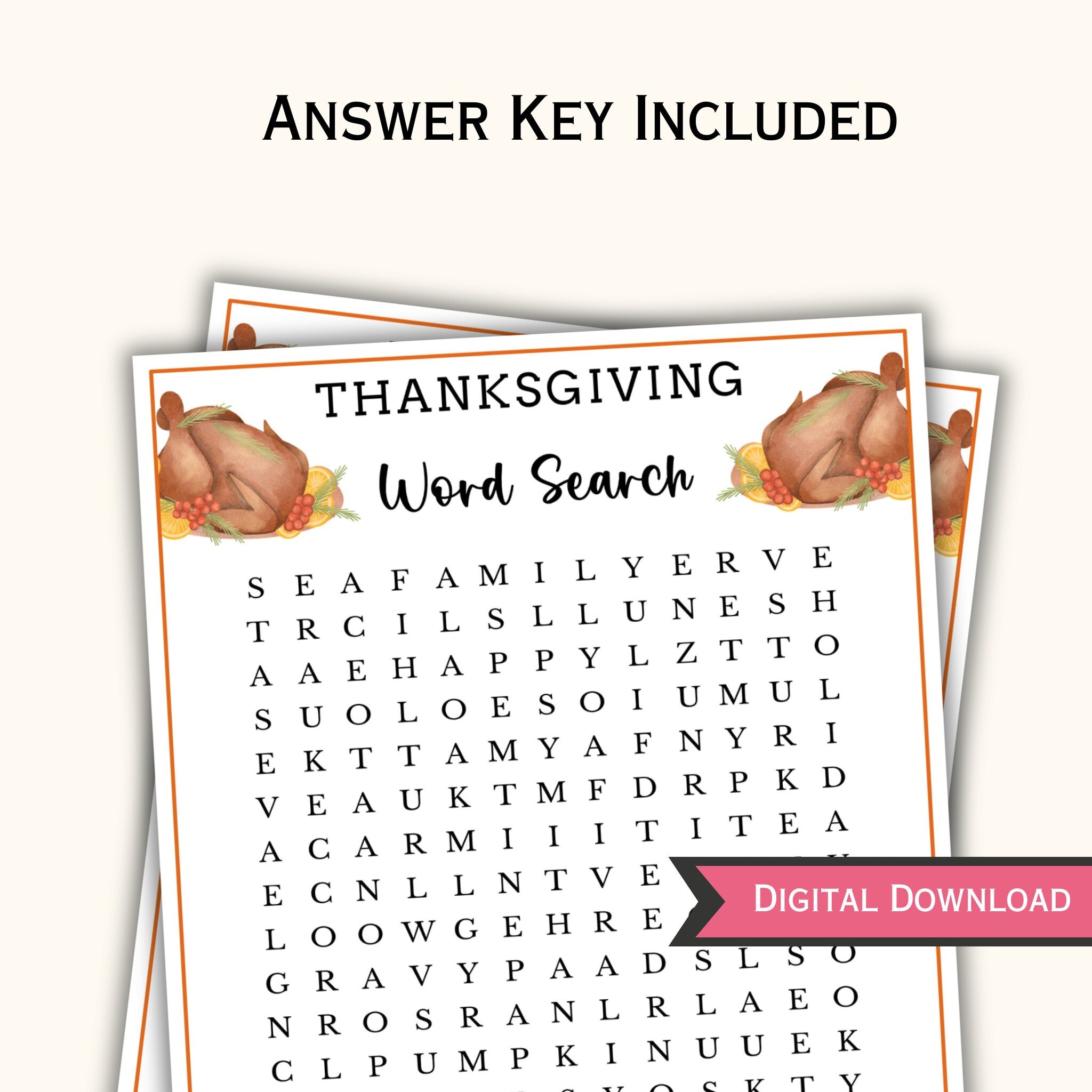 Thanksgiving Word Search Game