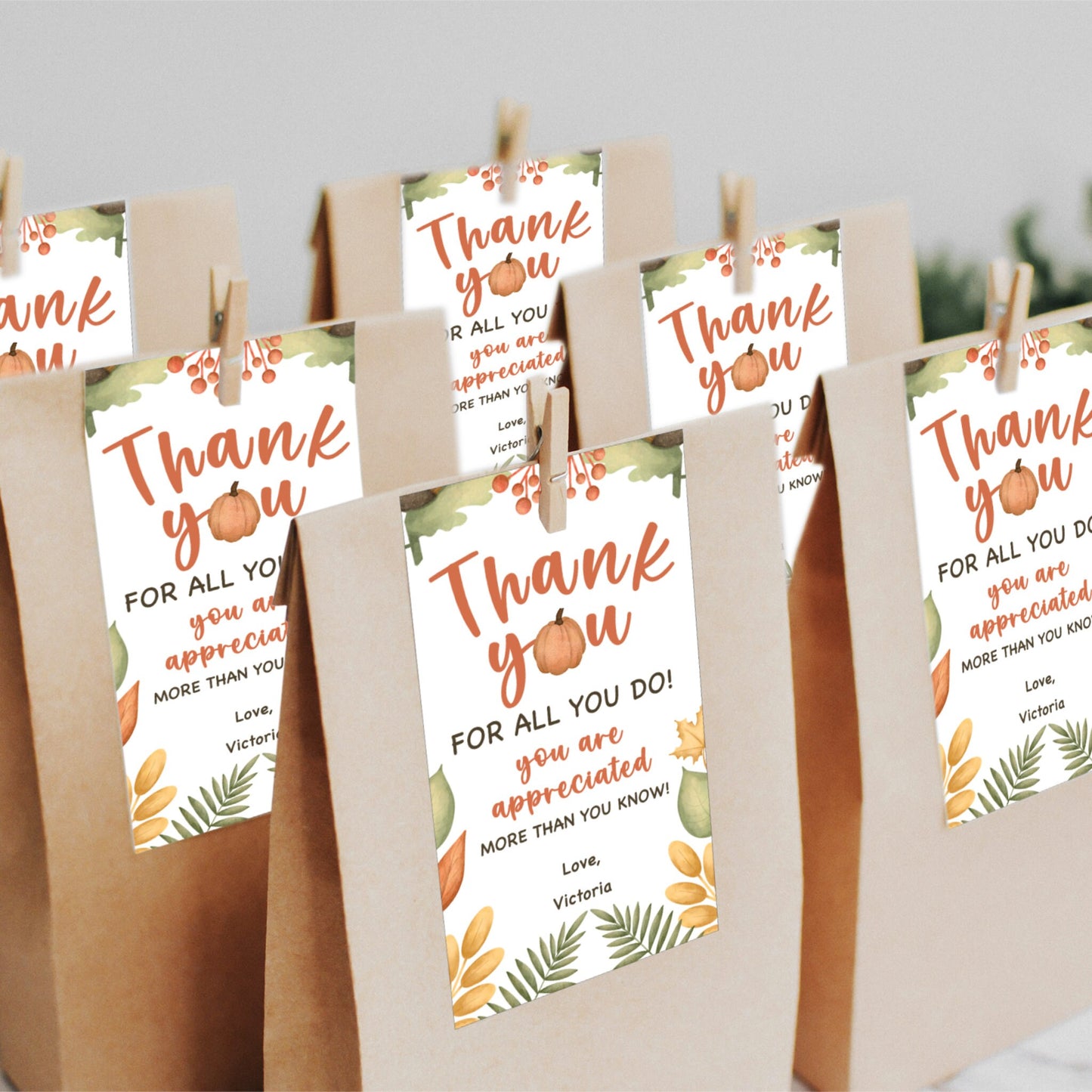 Fall Appreciation "Thank You" Tags - Editable Template