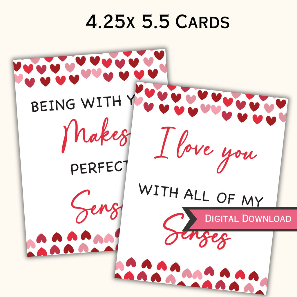 5 Senses Gift Tags & Card - Red Hearts