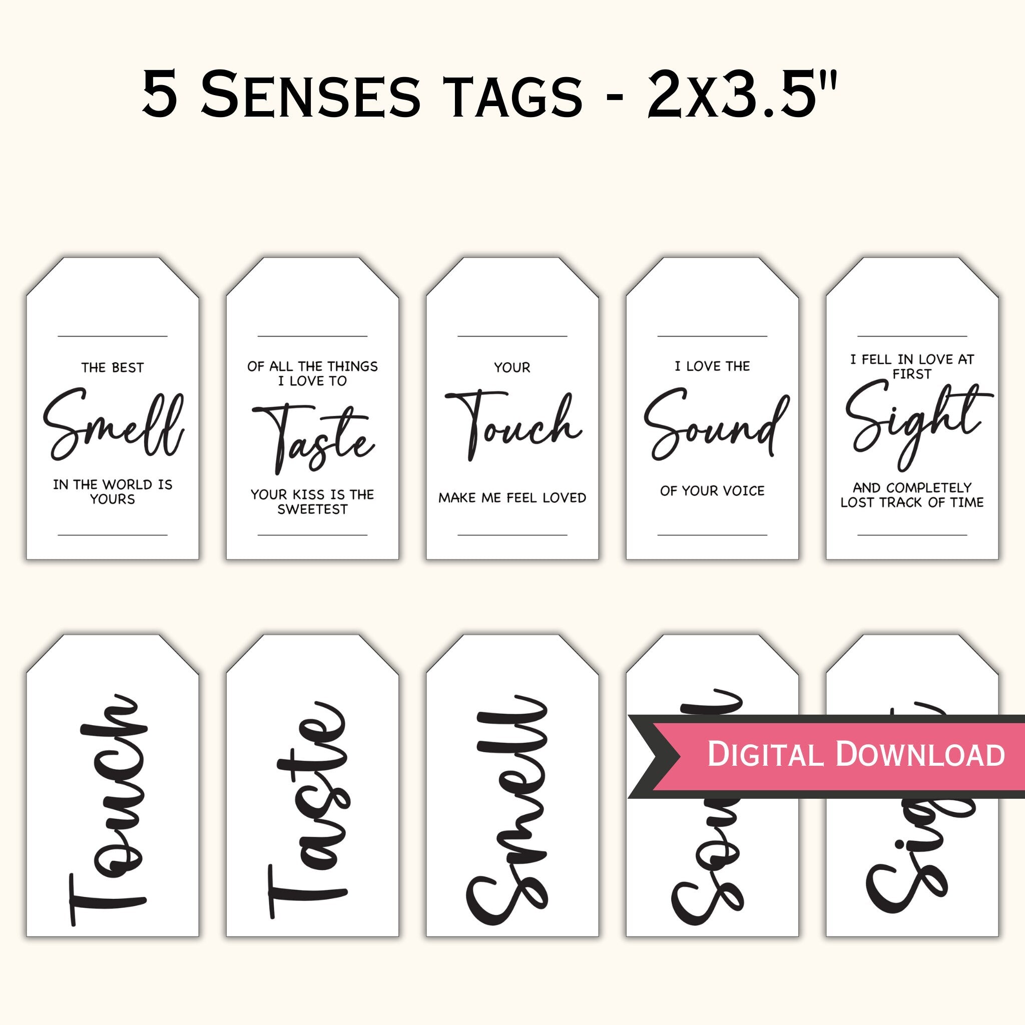 5 senses gift tags & card - gift ideas for someone special