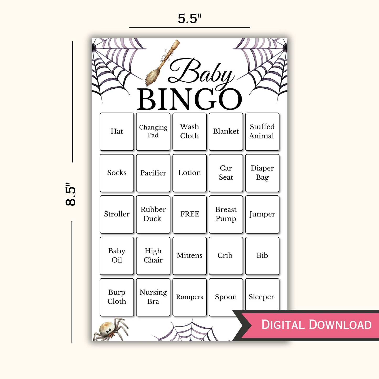 Halloween Baby Shower  Bingo - 30 Cards