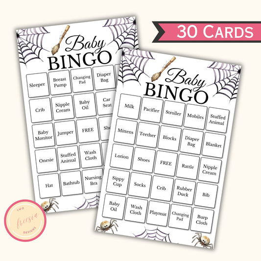 Halloween Baby Shower  Bingo - 30 Cards