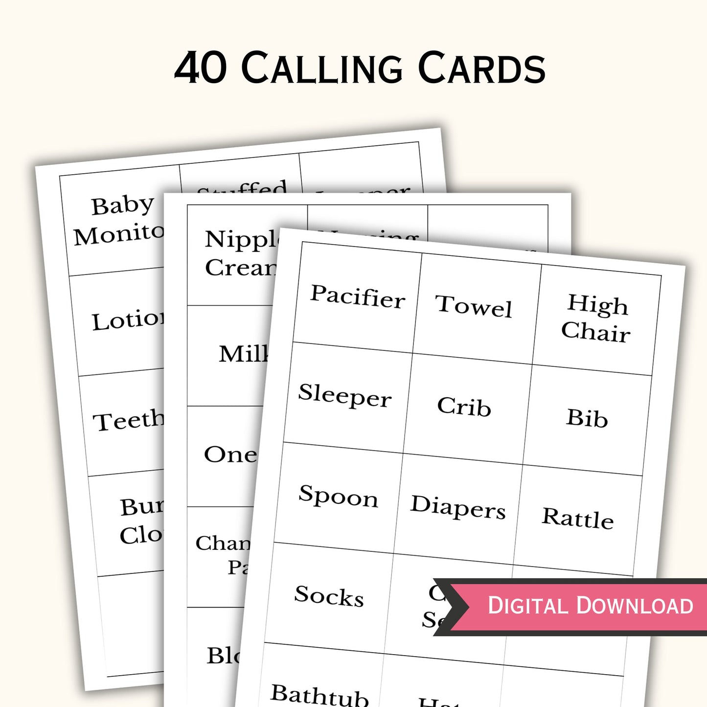 Halloween Baby Bingo - 50 Cards