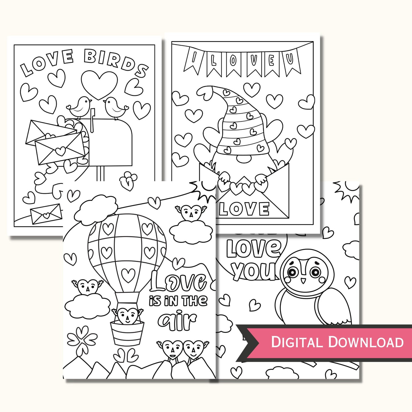 Valentine's Day Coloring Pages for Kids - (12 Pages)