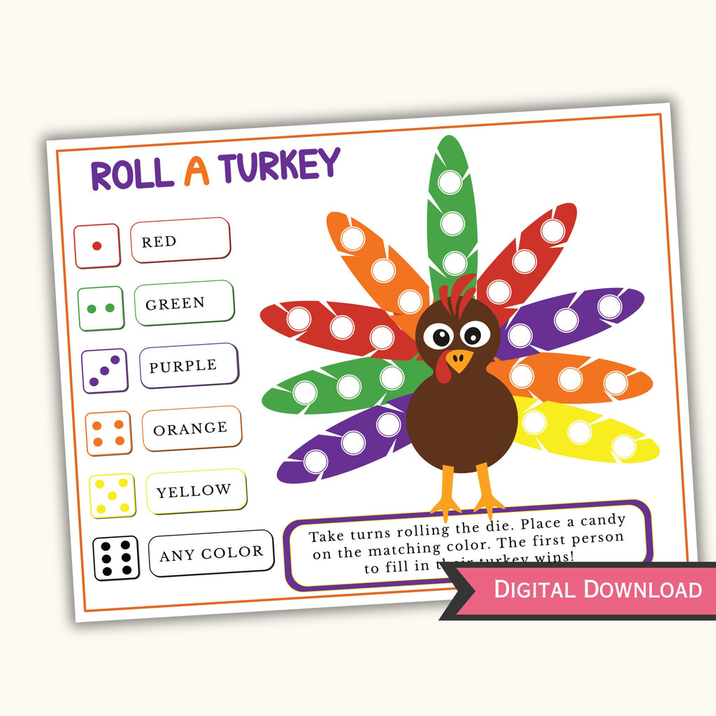 Roll a Turkey Dice - Thanksgiving Game