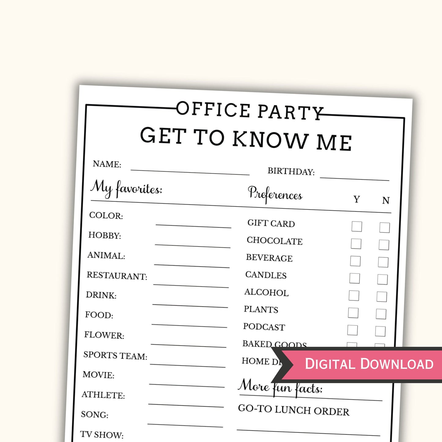 Get to Know Me - Office Party Game