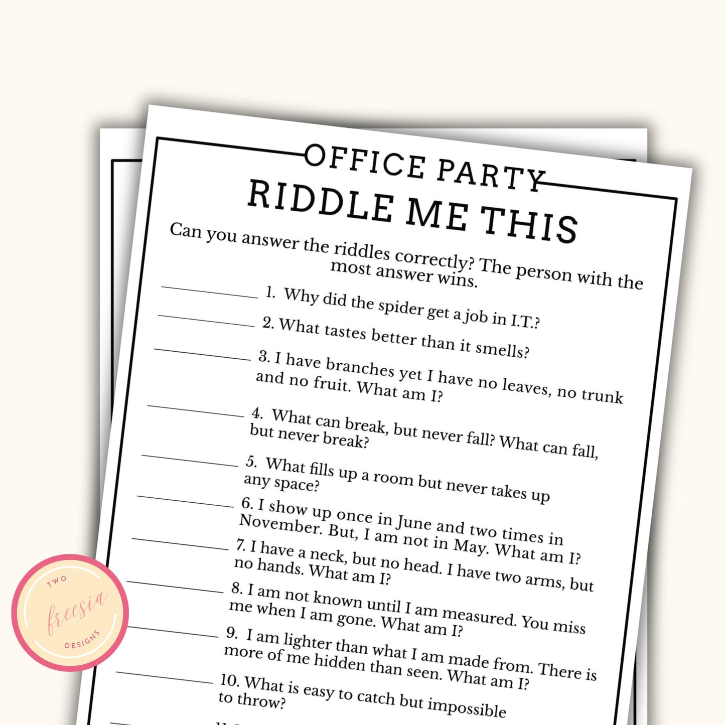 Office Party Riddles Game