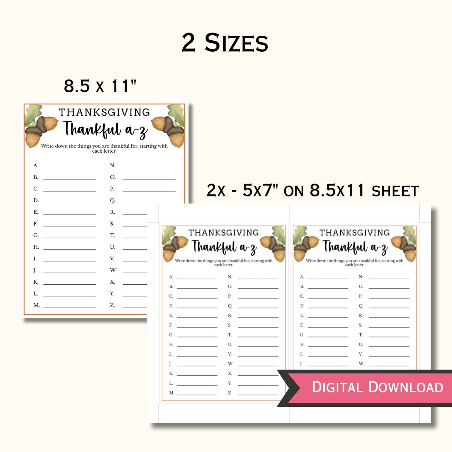 Thanksgiving Party Game - Thankful A-Z
