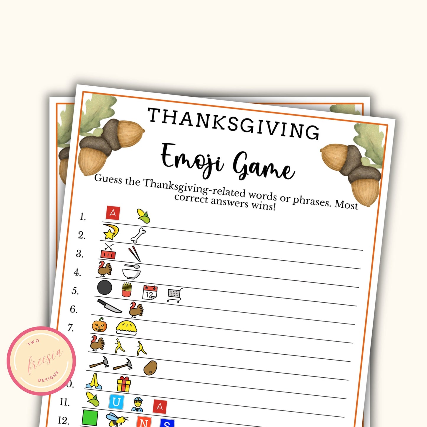 Thanksgiving Emoji Game