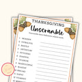 Thanksgiving Unscramble Game