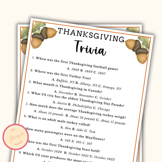 Thanksgiving Trivia Game