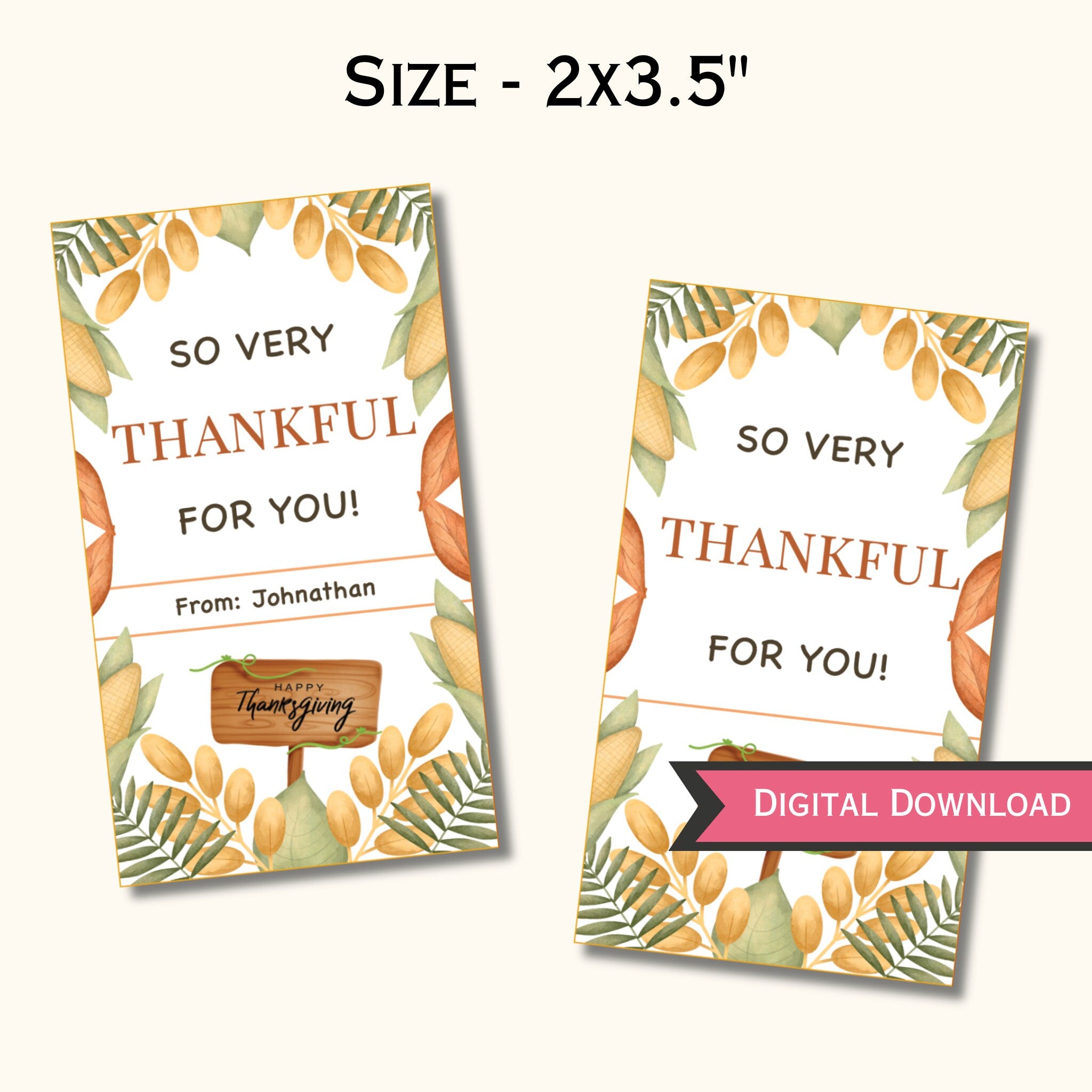 Thanksgiving Appreciation Tags - Editable Template