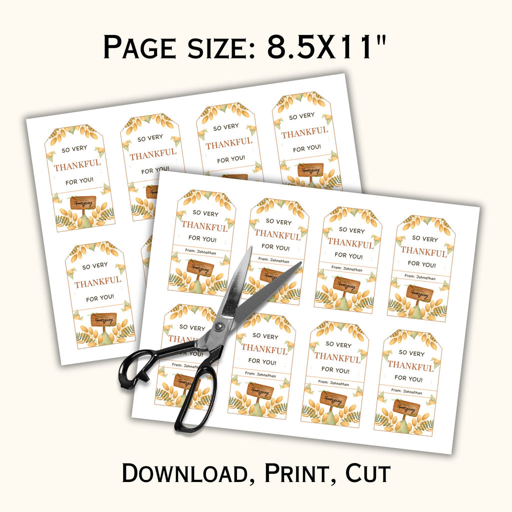 Thanksgiving Appreciation Tags - Editable Template