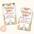 Fall Appreciation "Thank You" Tags - Editable Template
