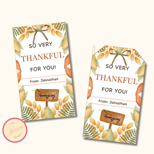 Thanksgiving Appreciation Tags - Editable Template