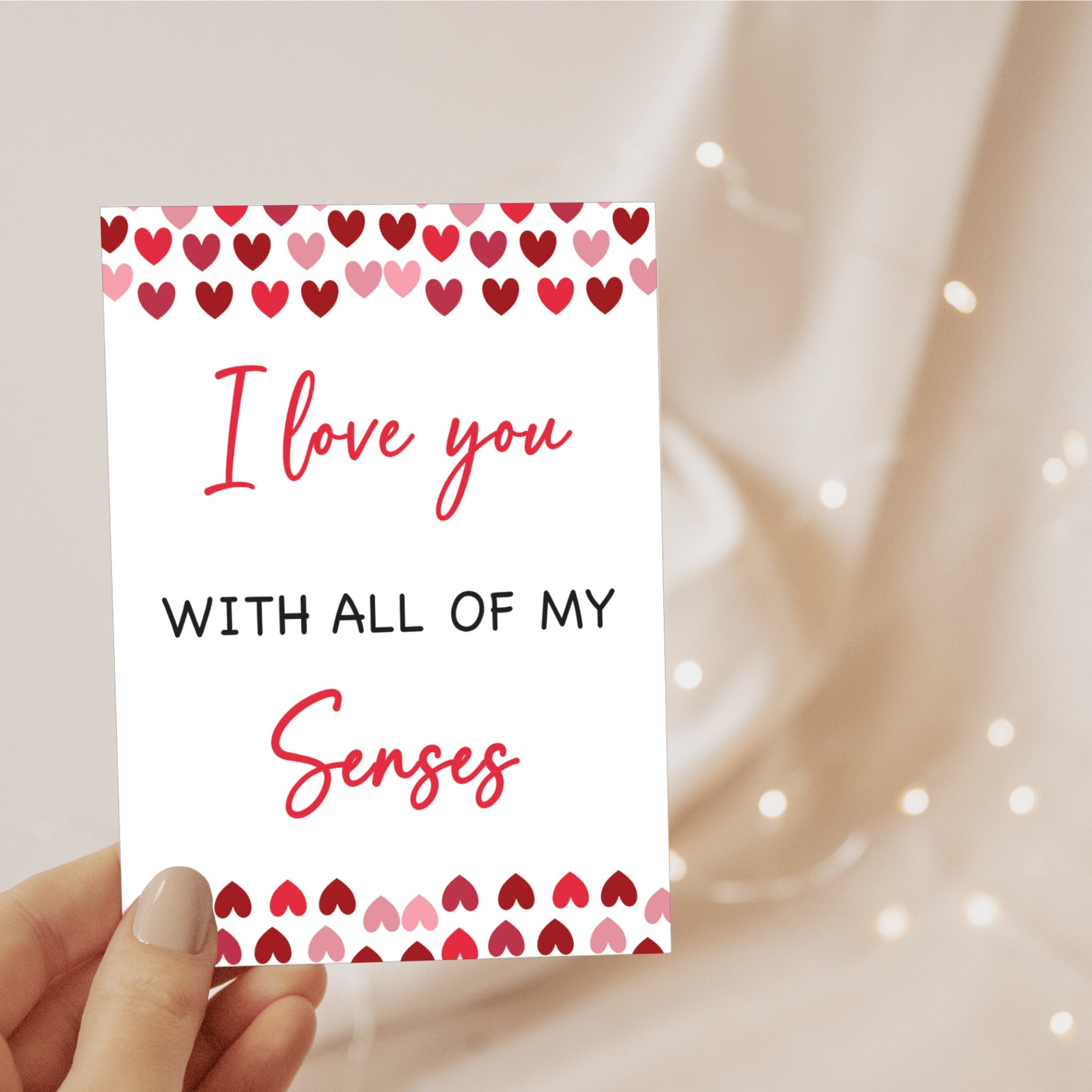 5 Senses Gift Tags & Card - Red Hearts