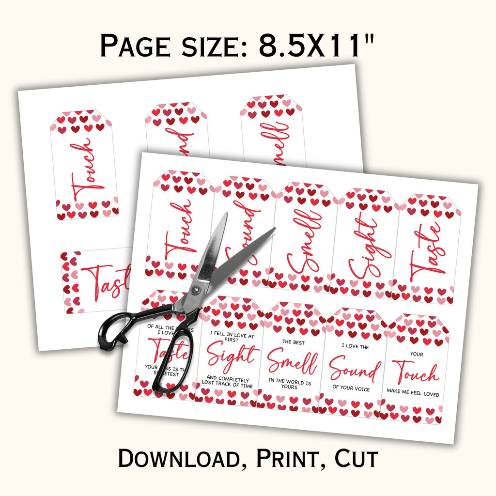 5 Senses Gift Tags & Card - Red Hearts
