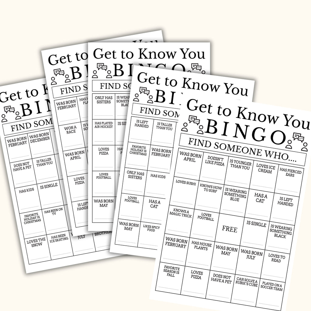 Get to Know You Bingo - 30 Cards