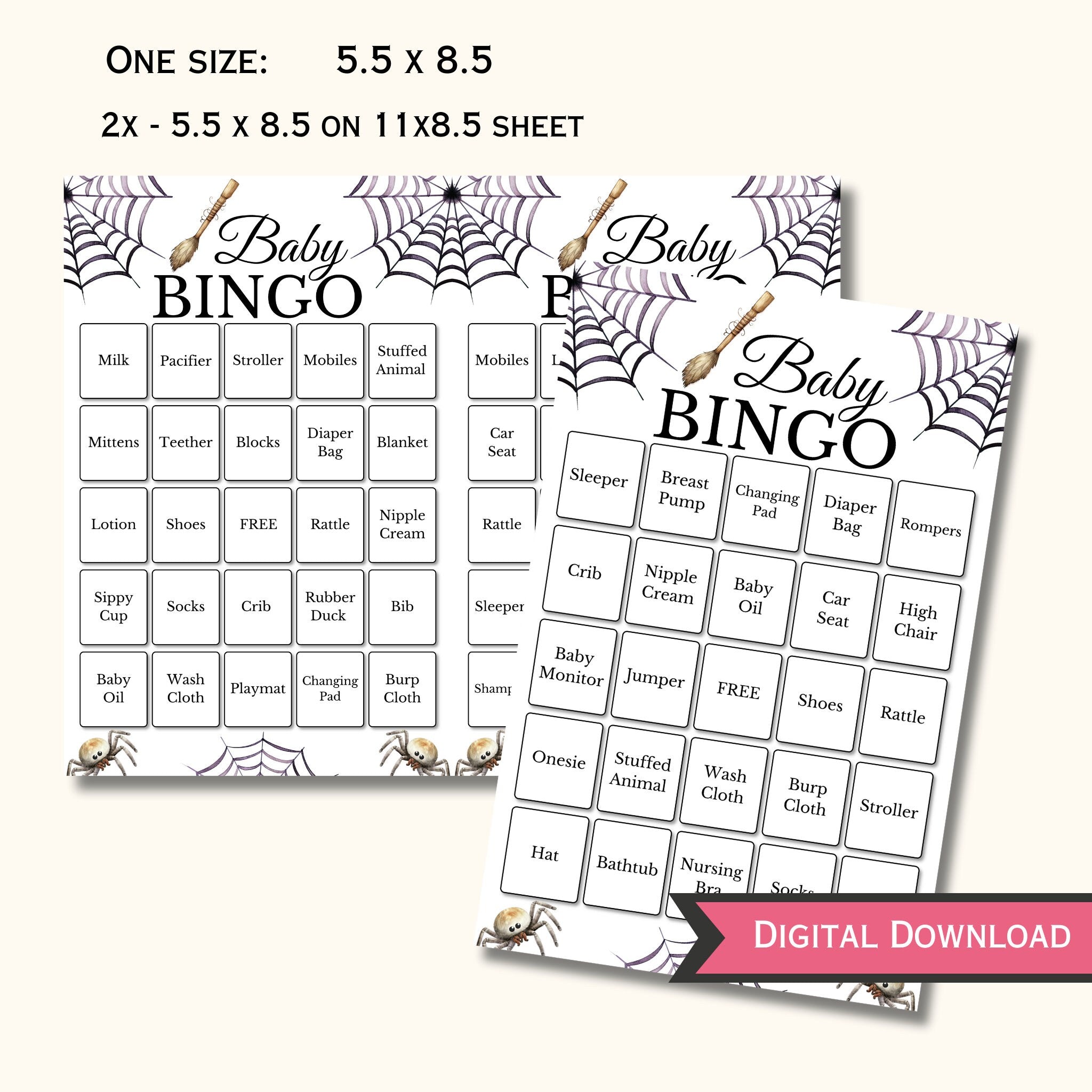 Halloween Baby Shower  Bingo - 30 Cards