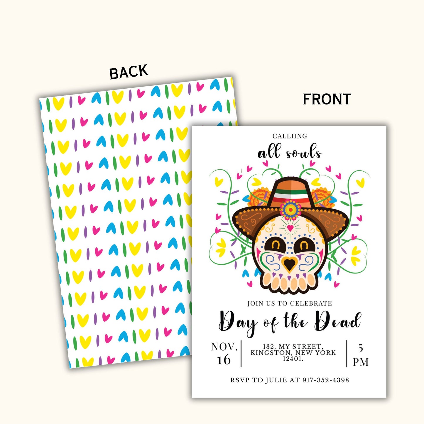 Dia de los Muertos Party Invitation - Editable Template