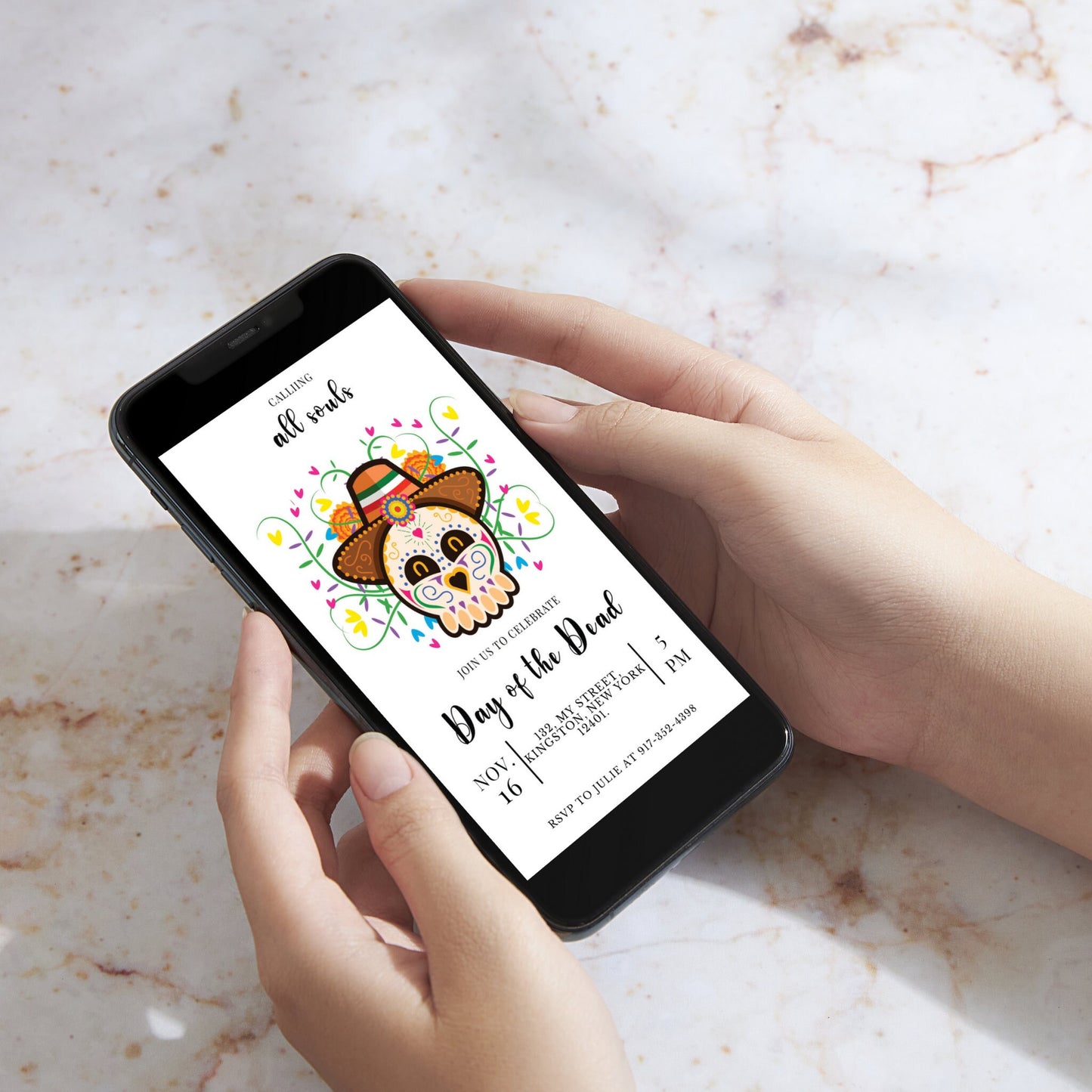 Dia de los Muertos Party Invitation - Editable Template