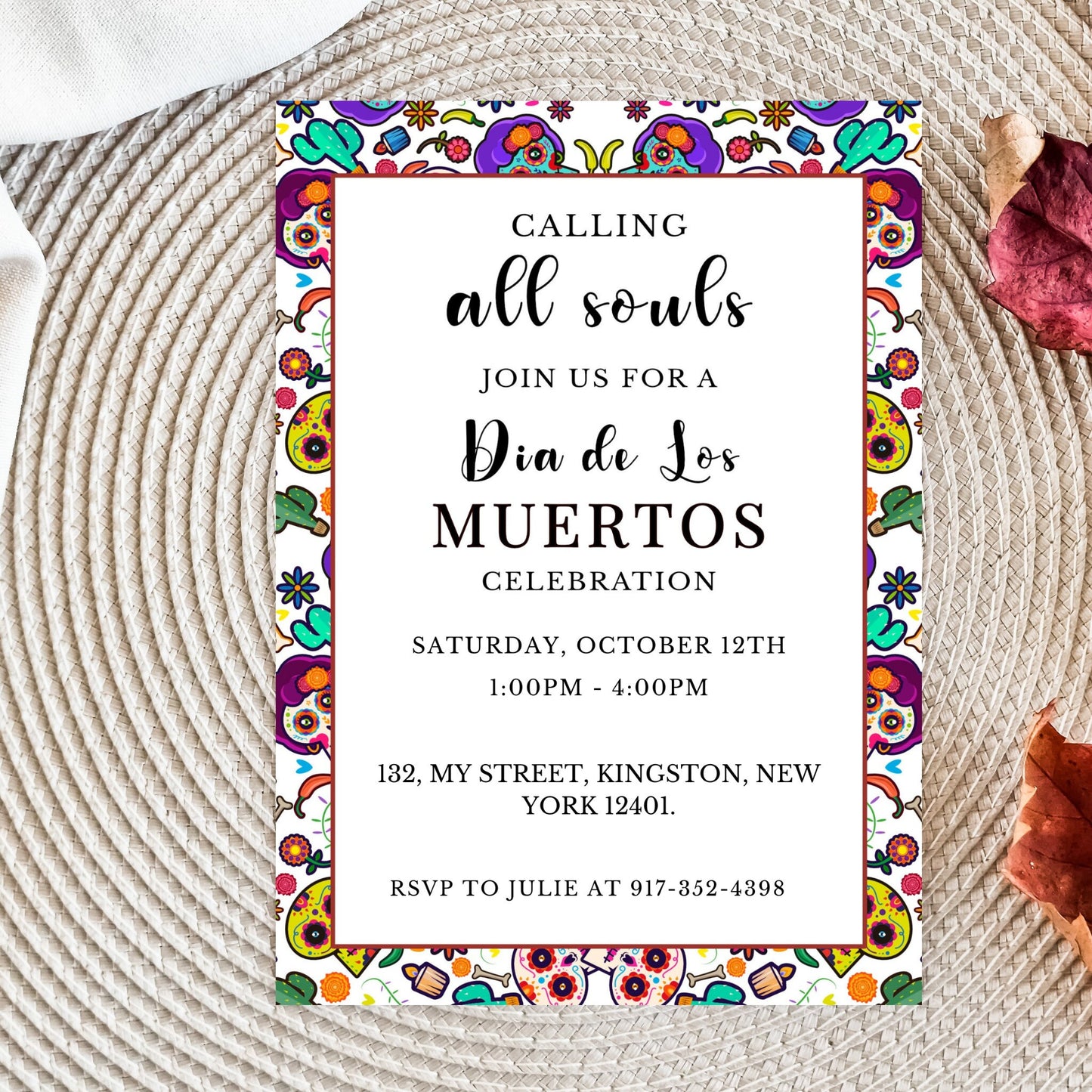 Dia de los Muertos Party Invitation - Editable Template