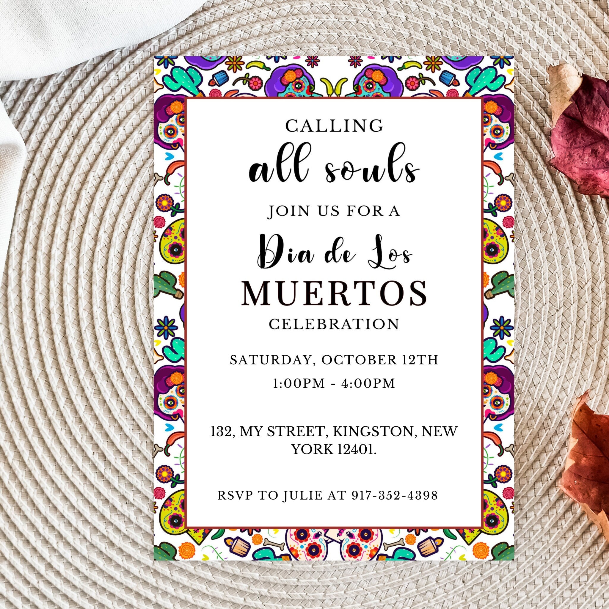Dia de los Muertos Party Invitation - Editable Template