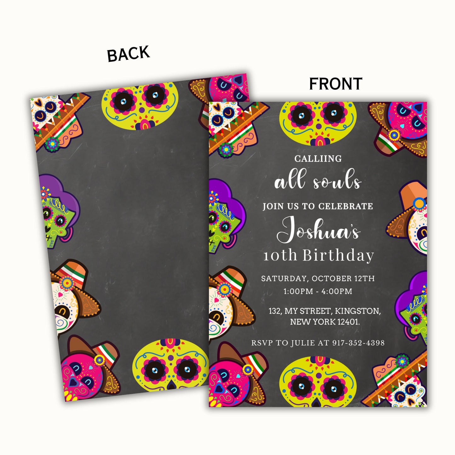 Dia de los Muertos Birthday Party Invitation - Editable Template