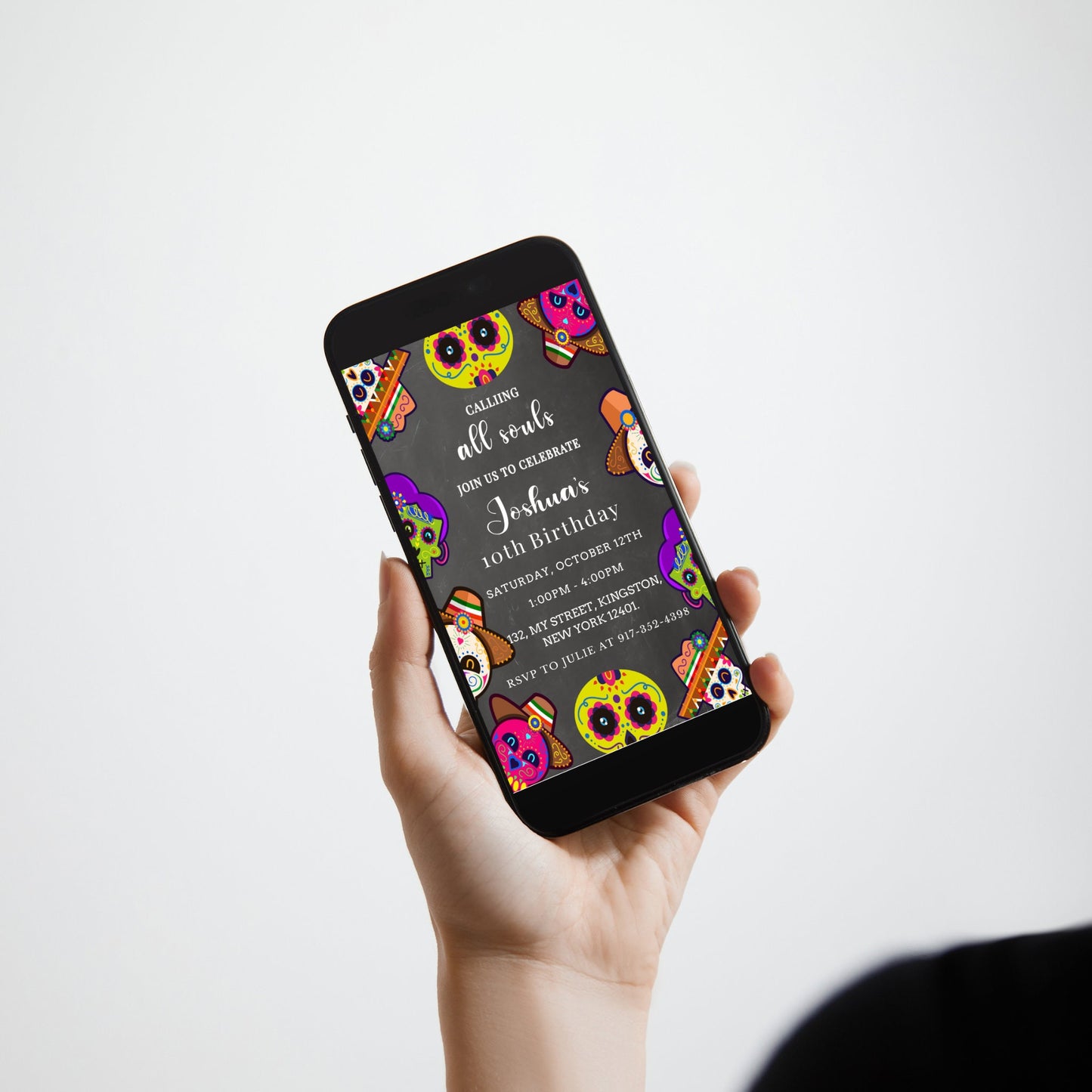 Dia de los Muertos Birthday Party Invitation - Editable Template