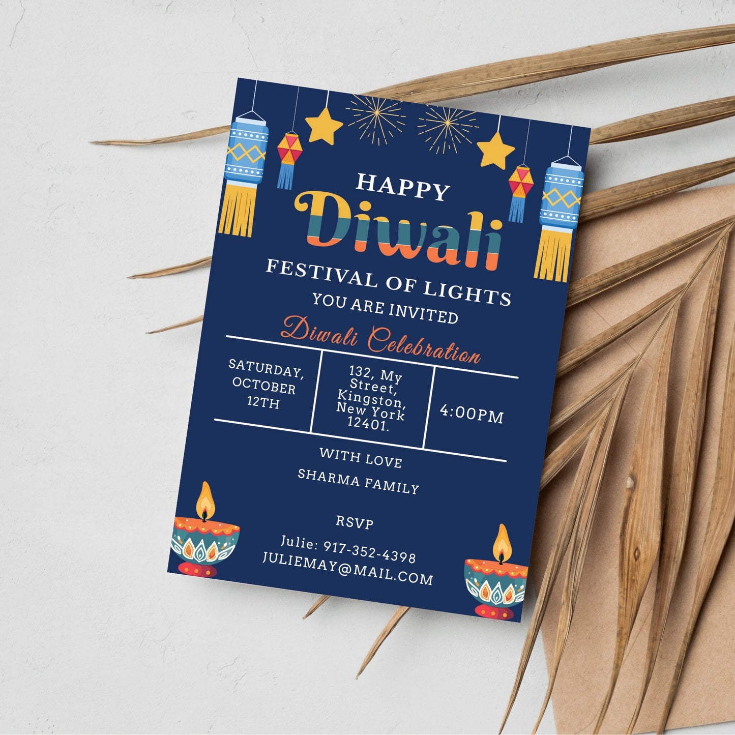 Diwali Party Invitation - Editable Template