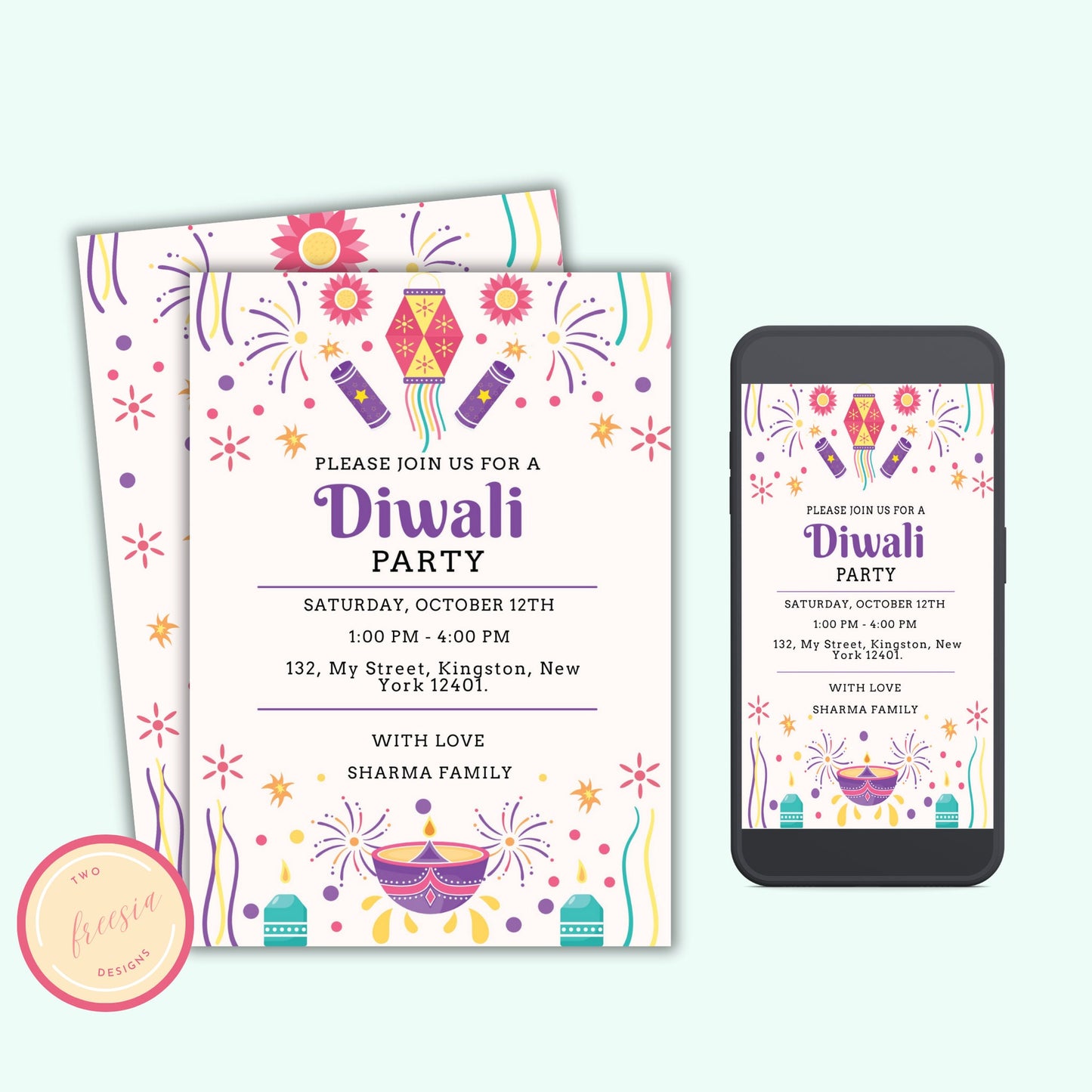 Editable Diwali Invitation Template