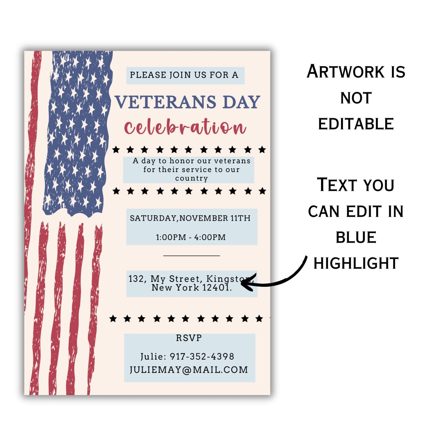 Editable Veterans Day Invitation Template