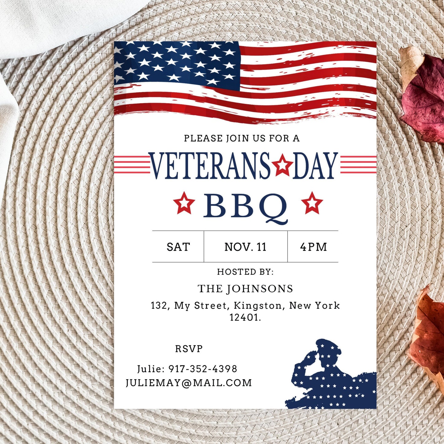 Editable Veterans Day BBQ Invitation