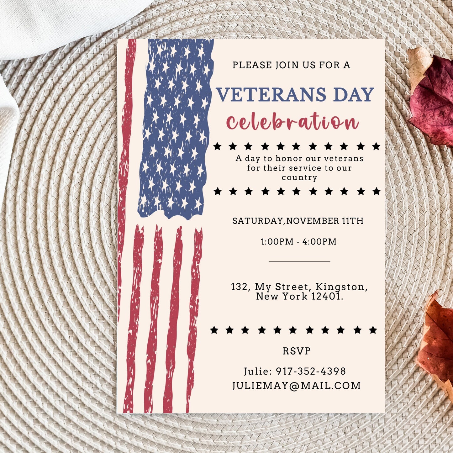 Editable Veterans Day Invitation Template