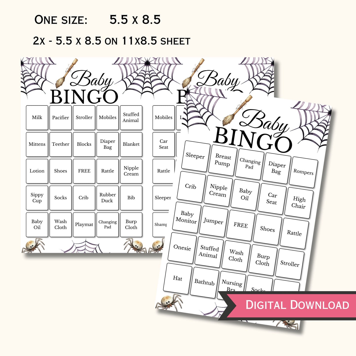 Halloween Baby Bingo - 50 Cards