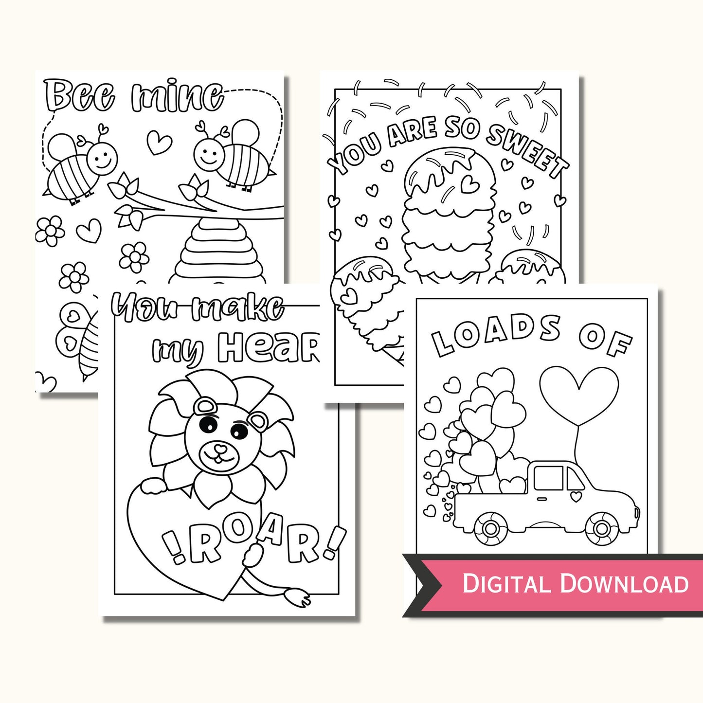 Valentine's Day Coloring Pages for Kids - (12 Pages)