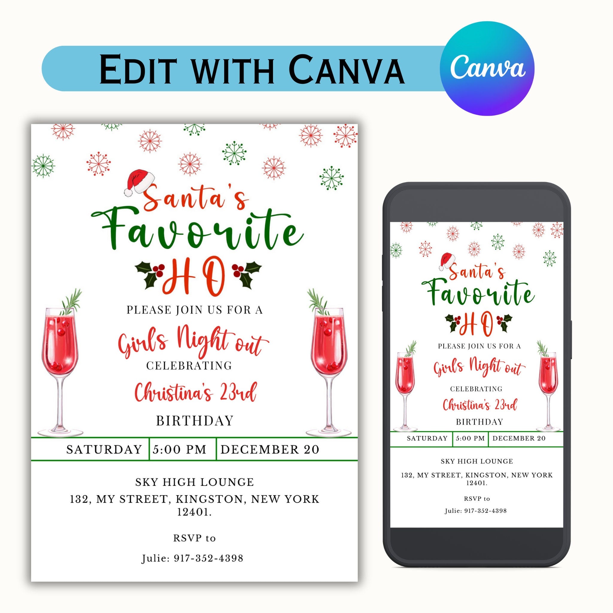 Santa's Favorite Ho - Editable Christmas Party Invitation
