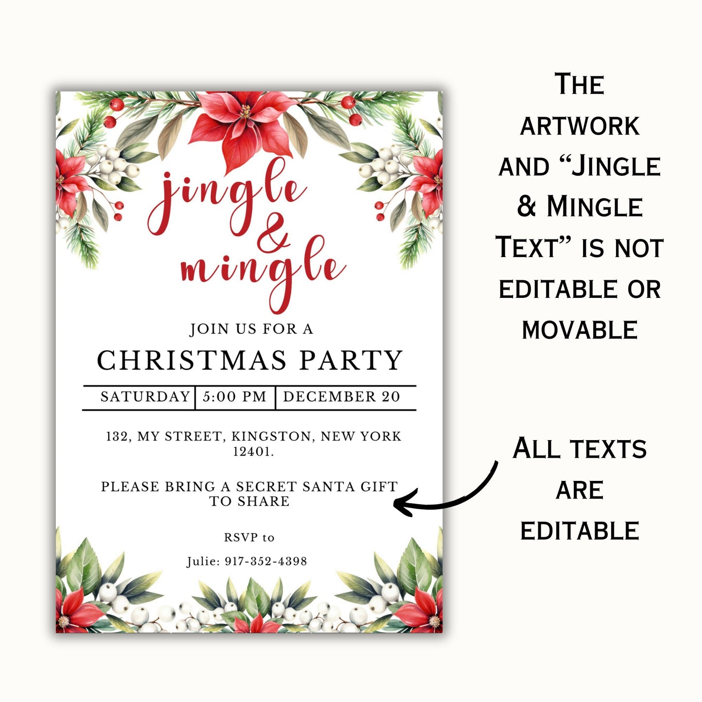 Christmas Jingle and Mingle Party Invitation Template