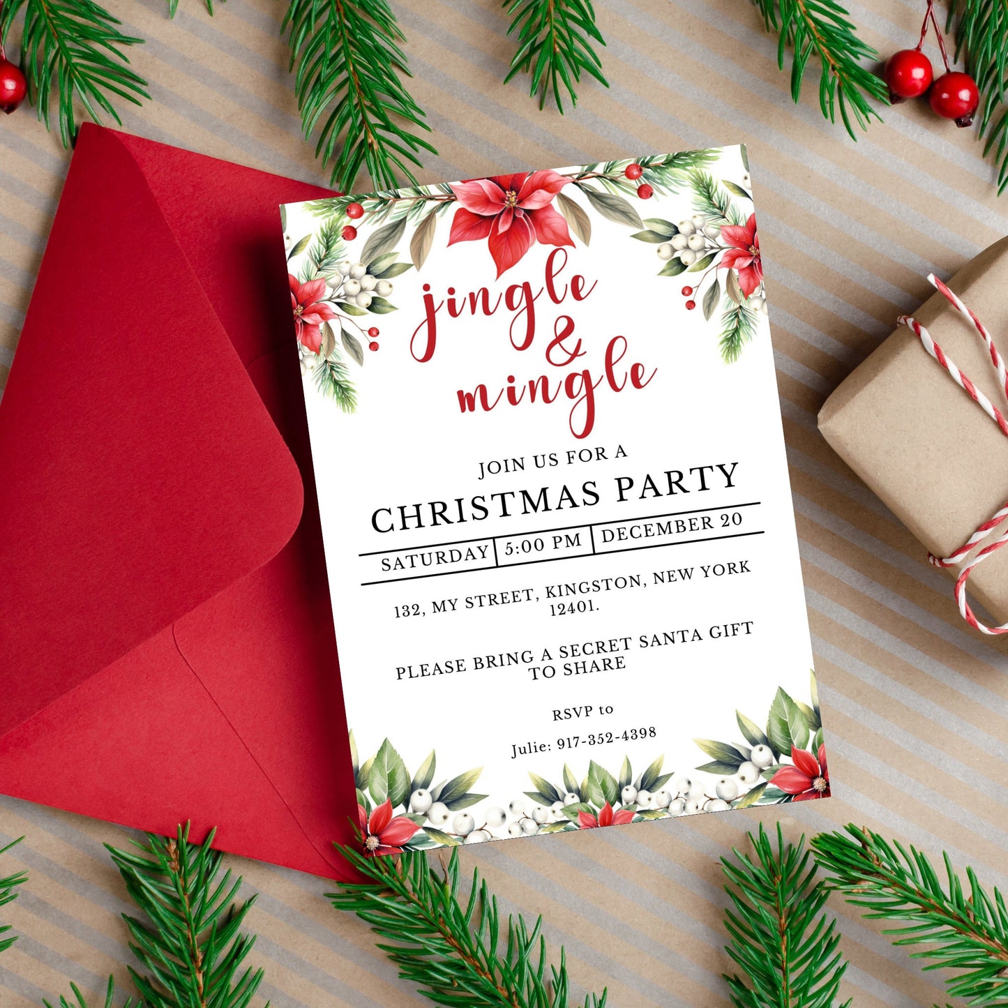 Christmas Jingle and Mingle Party Invitation Template
