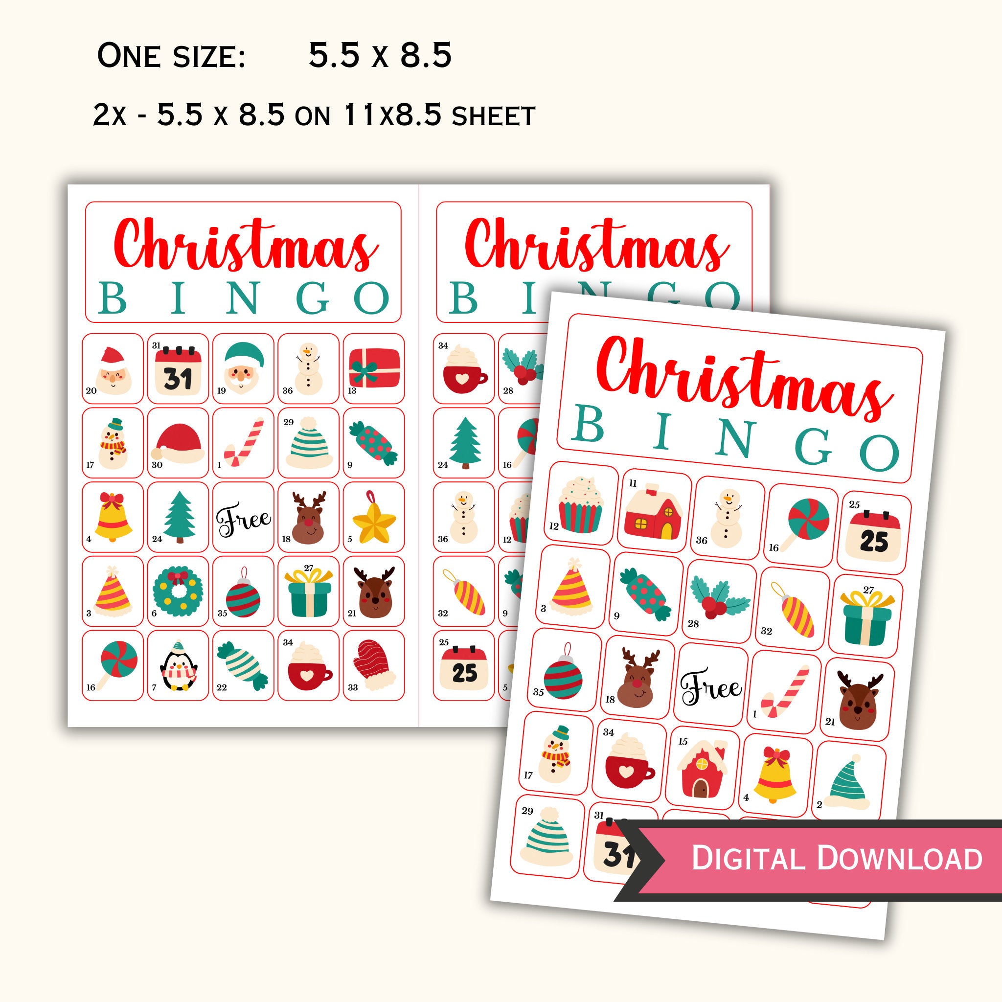 Christmas Bingo - 30 Cards